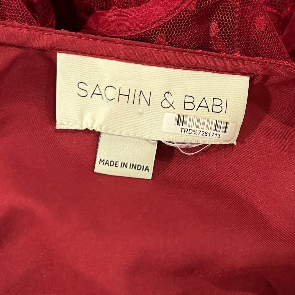 Sachin & Babi Red Lace 3/4 Length Bell Sleeve Dress - Picture 6 of 6